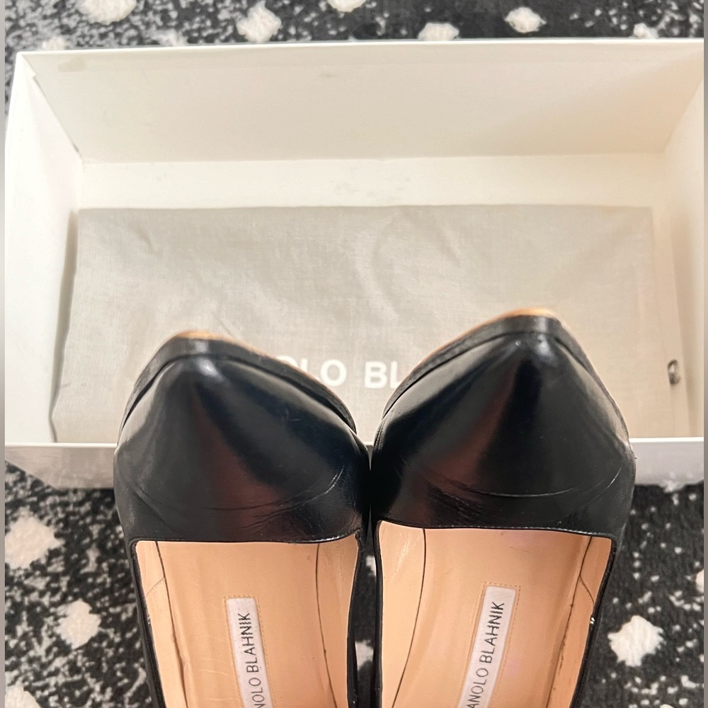 Manolo Blahnik BB 105 Black kidskin leather pump 38 1/2 8HB - Picture 5 of 14